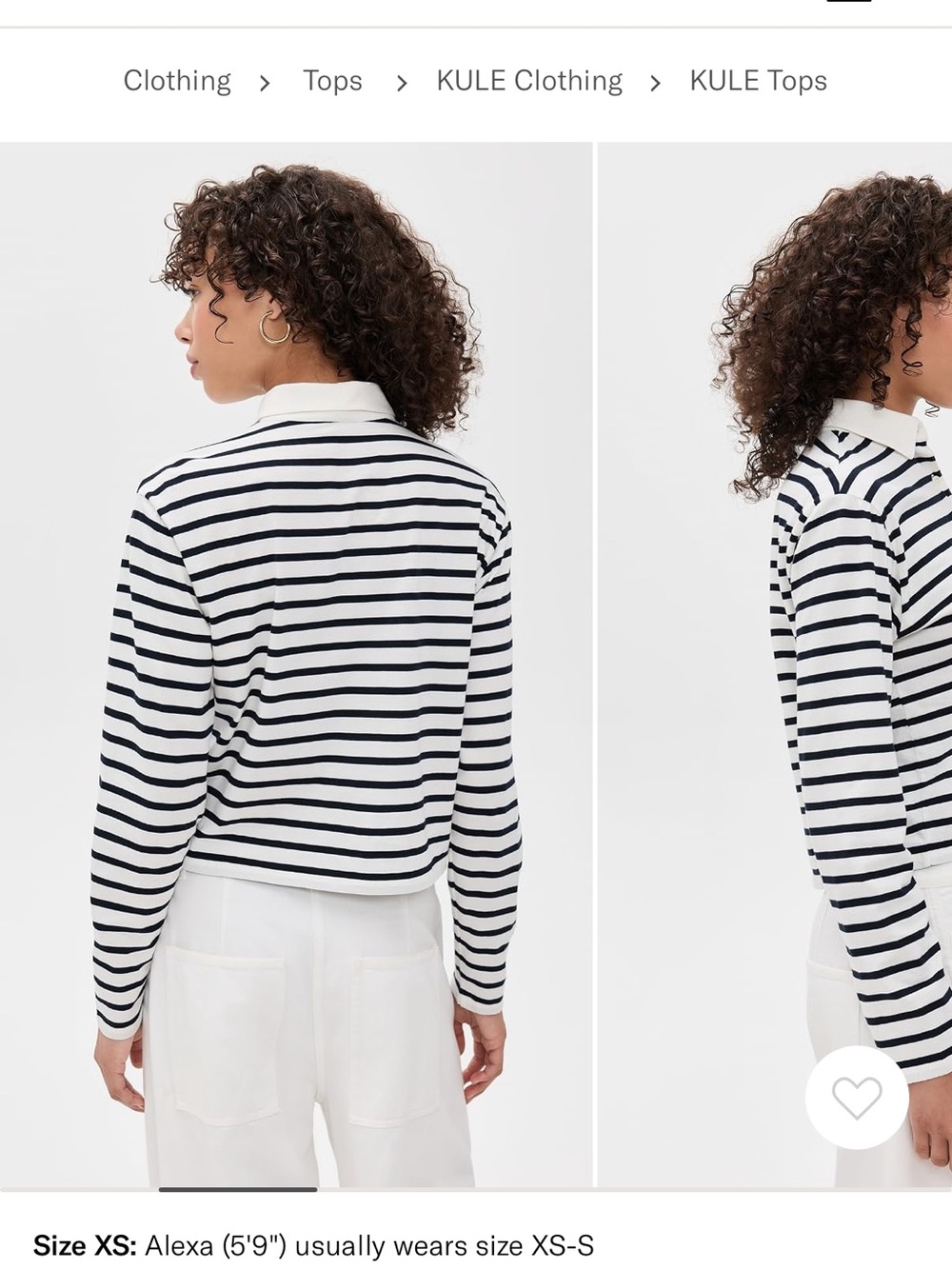 Kule Lexi top Striped Collared Long Sleeve Top - Black & White - Picture 3 of 7